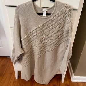 pure JJill Asymmetrical cable knit sweater